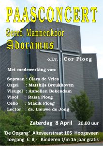 Paasconcert Mannenkoor Adoramus @ De Opgang Hoogeveen | Hoogeveen | Drenthe | Nederland